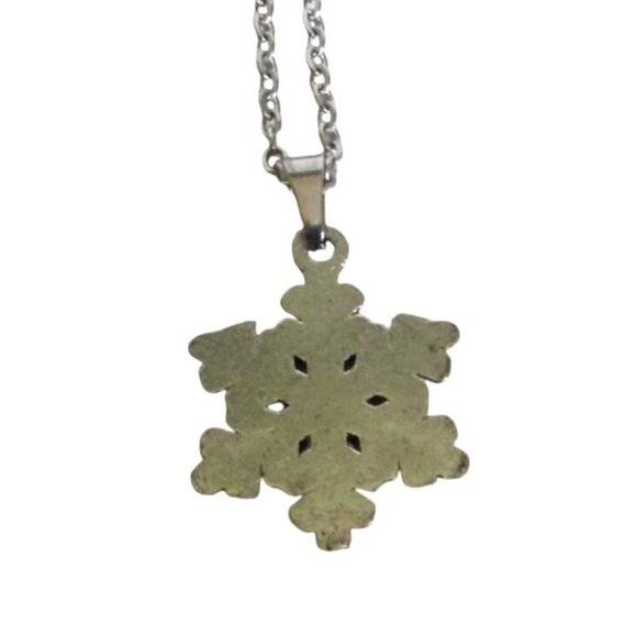 New Snowflake Pendant Necklace With 20" Stainless Chain Winter Jewelry Gift - Picture 5 of 5